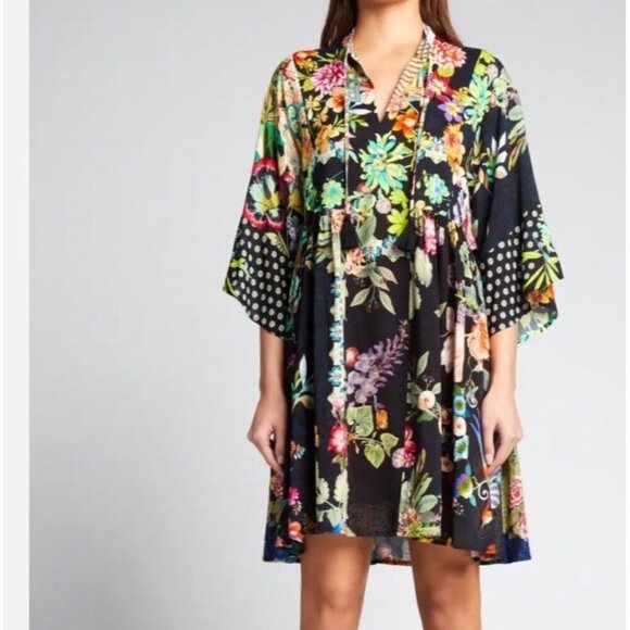 Johnny Was Floral Kimono Dress With Tassel Tie Womens Boho Style Women’s Sz L wi - Picture 2 of 16